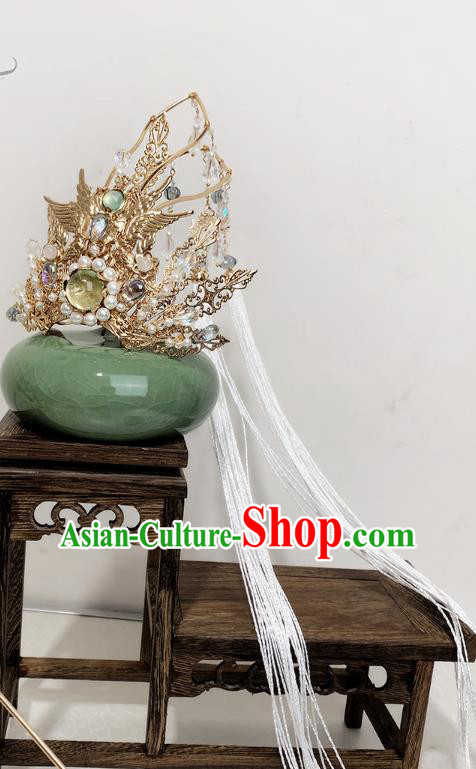 China Ancient Goddess Tassel Hair Crown Handmade Traditional Ming Dynasty Princess Headwear