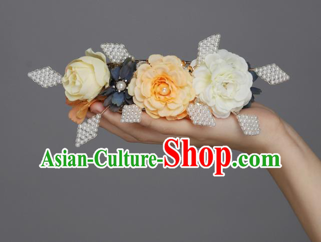 China Ancient Imperial Concubine Hair Accessories Traditional Song Dynasty Court Woman Silk Peony Hair Crown