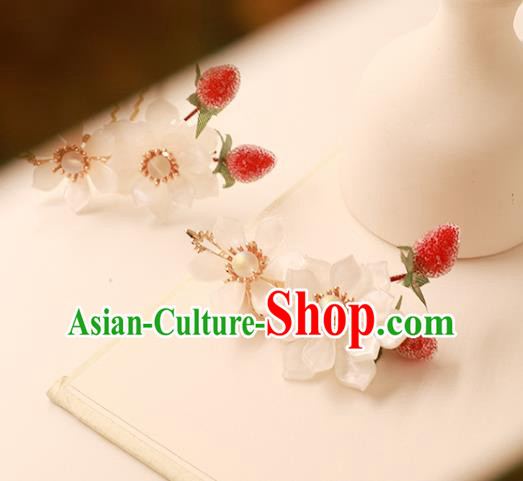 China Ancient Princess Hairpin Traditional Song Dynasty Palace Lady White Flowers Hair Stick