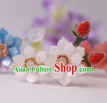 China Ancient Princess Hairpin Traditional Song Dynasty Palace Lady White Flowers Hair Stick