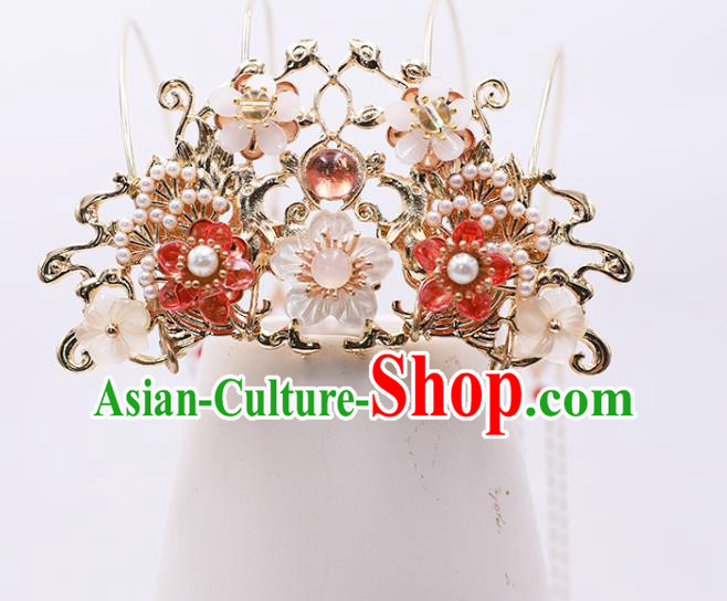 China Ancient Noble Lady Tassel Hairpin Traditional Ming Dynasty Princess Plum Hair Crown