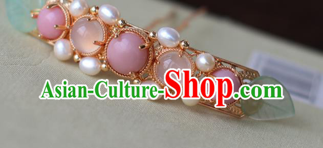 China Ancient Young Beauty Hairpin Traditional Ming Dynasty Princess Pearls Hair Stick