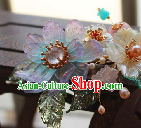 China Ancient Palace Lady Pearls Hairpin Traditional Song Dynasty Princess Lotus Hair Stick