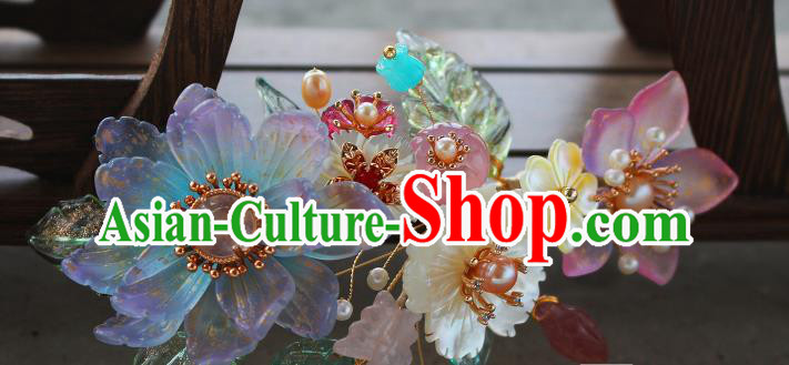 China Ancient Palace Lady Pearls Hairpin Traditional Song Dynasty Princess Lotus Hair Stick