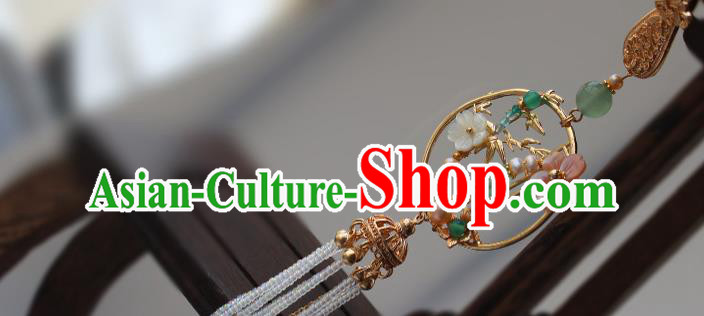 Chinese Traditional Cheongsam Beads Tassel Pendant Ancient Qing Dynasty Imperial Concubine Brooch