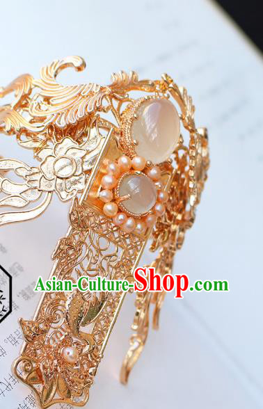Chinese Traditional Ming Dynasty Prince Golden Hairdo Crown Ancient Swordsman Hair Accessories