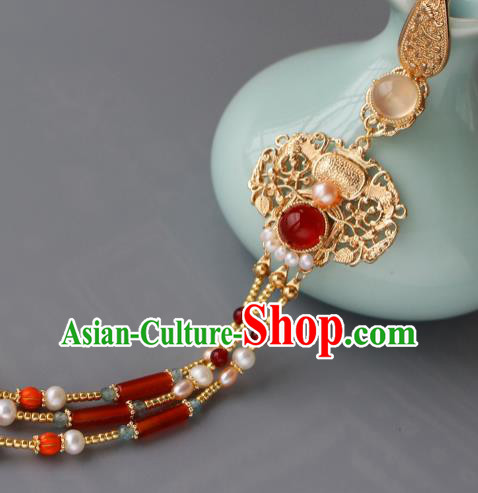 Chinese Traditional Cheongsam Brooch Accessories Ancient Court Woman Tassel Golden Pendant
