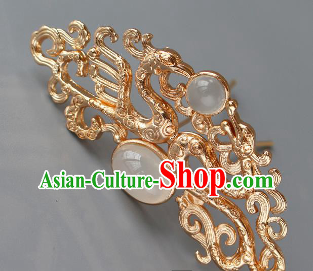 China Ancient Princess Golden Phoenix Hairpin Traditional Ming Dynasty Empress Hair Crown