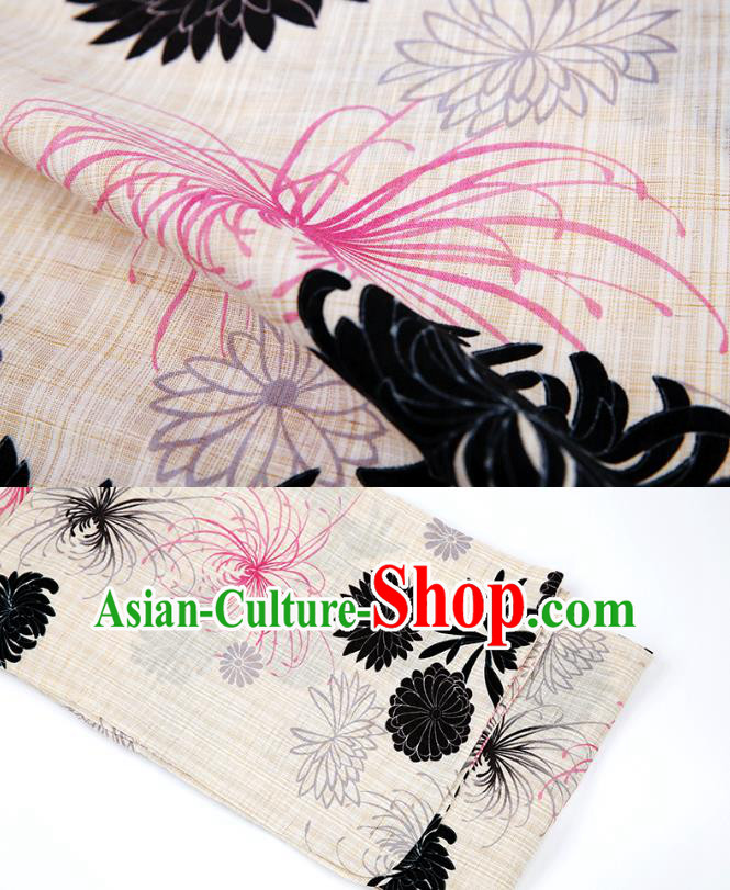 Japanese Traditional Ink Painting Chrysanthemum Yukata Dress Asian Japan Hanabi Taikai Kimono Costume