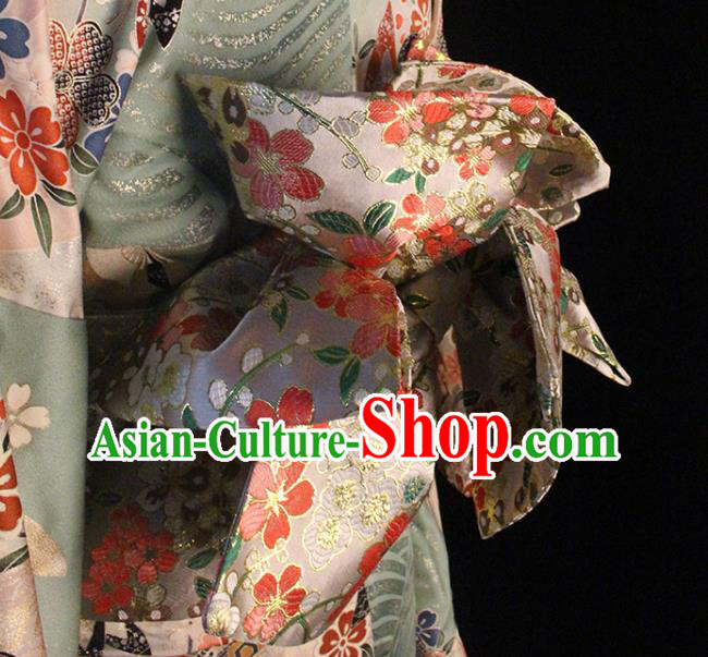 Japanese Pink Brocade Belt Japan Traditional Yukata Waistband Kimono Accessories