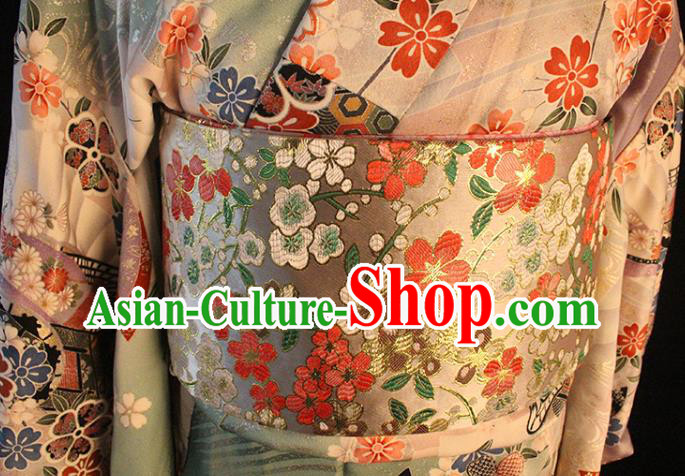 Japanese Pink Brocade Belt Japan Traditional Yukata Waistband Kimono Accessories