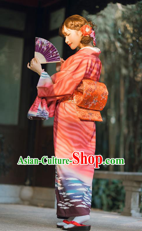 Asian Japan Bride Red Homongi Kimono Japanese Traditional Wedding Costumes