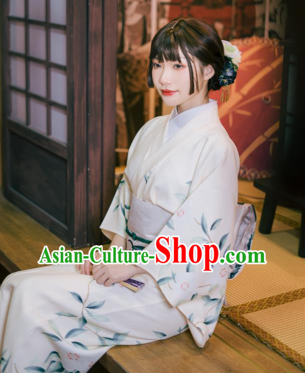 Asian Japan Printing Pear Blossom Kimono Dress Japanese Traditional Female Yukata Costumes