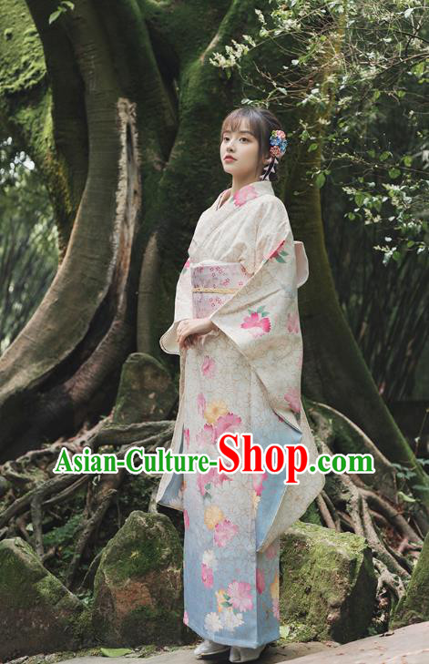 Japanese Traditional Summer Festival Yukata Dress Asian Japan Printing Furisode Kimono Clothing
