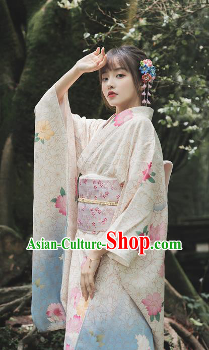 Japanese Traditional Summer Festival Yukata Dress Asian Japan Printing Furisode Kimono Clothing