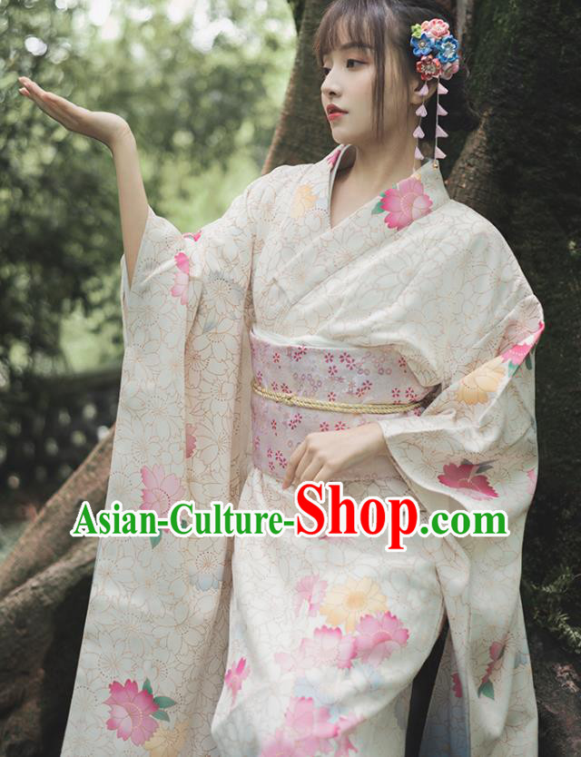 Japanese Traditional Summer Festival Yukata Dress Asian Japan Printing Furisode Kimono Clothing