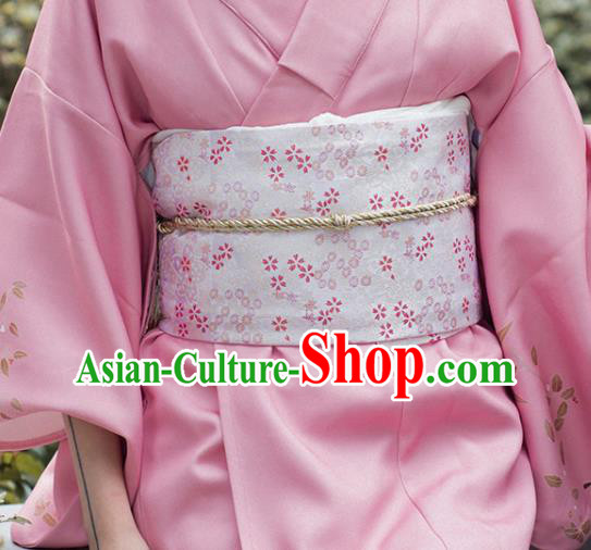 Japanese Kimono Accessories Pink Brocade Belt Japan Traditional Yukata Waistband