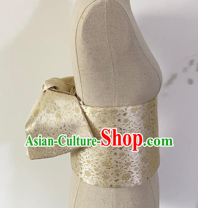 Japan Traditional Yukata Waistband Japanese Kimono Accessories Golden Brocade Bowknot Belt