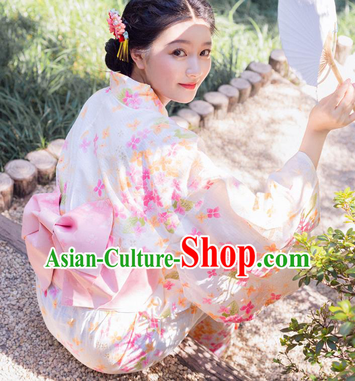 Japanese Traditional Young Woman Yukata Dress Asian Japan Summer Festival Kimono Costume