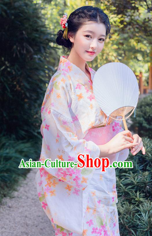 Japanese Traditional Young Woman Yukata Dress Asian Japan Summer Festival Kimono Costume