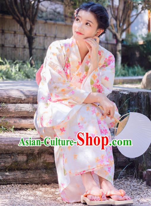 Japanese Traditional Young Woman Yukata Dress Asian Japan Summer Festival Kimono Costume
