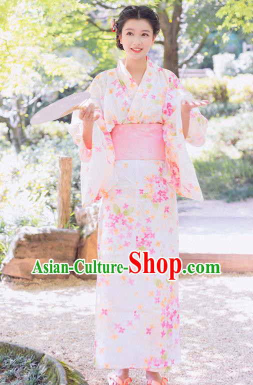 Japanese Traditional Young Woman Yukata Dress Asian Japan Summer Festival Kimono Costume