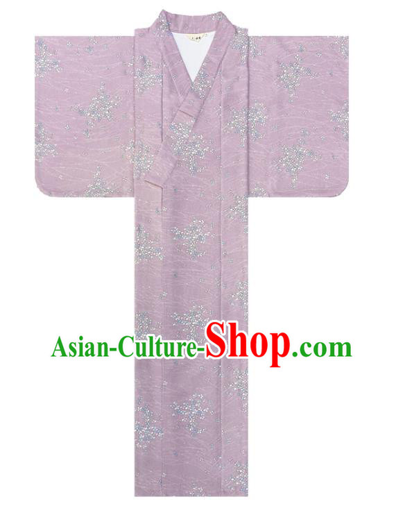 Japanese Traditional Hanabi Taikai Yukata Clothing Asian Japan Young Lady Lilac Kimono Dress