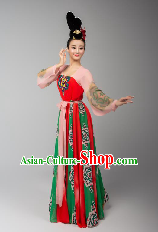 Chinese Court Dance Hanfu Dress Traditional Classical Dance Performance Costumes and Headdress