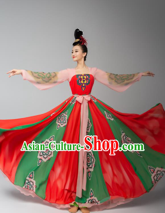 Chinese Court Dance Hanfu Dress Traditional Classical Dance Performance Costumes and Headdress