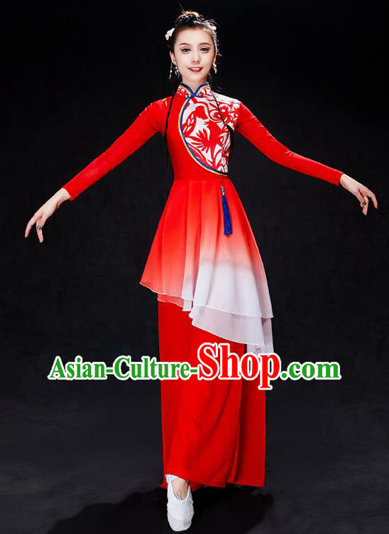 China Yangko Dance Red Uniforms Fan Dance Stage Performance Clothing Folk Dance Drum Dance Costume