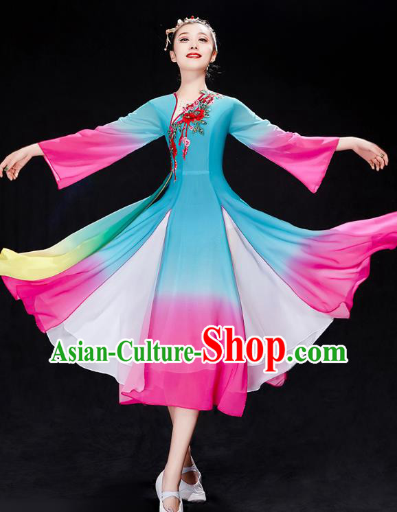 Chinese Woman Solo Dance Dress Traditional Umbrella Dance Clothing Classical Dance Costumes