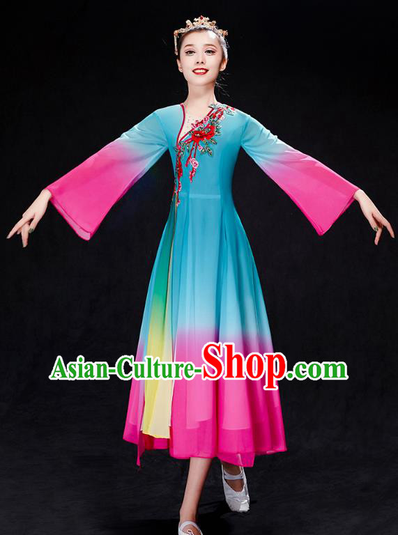 Chinese Woman Solo Dance Dress Traditional Umbrella Dance Clothing Classical Dance Costumes