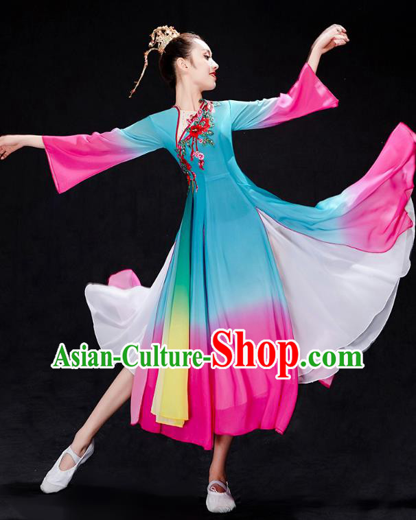 Chinese Woman Solo Dance Dress Traditional Umbrella Dance Clothing Classical Dance Costumes