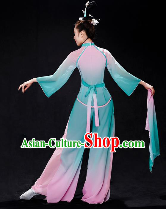 China Fan Dance Clothing Folk Dance Solo Dance Costume Yangko Dance Blue Uniforms