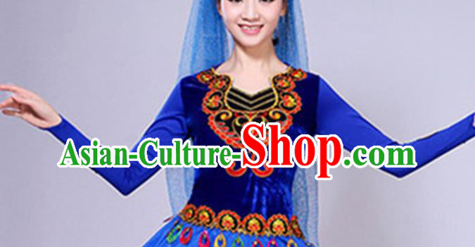 Chinese Traditional Xinjiang Ethnic Minority Folk Dance Costume Uighur Nationality Performance Dress