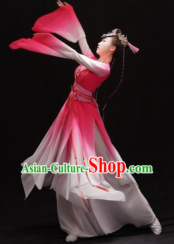 Chinese Traditional Water Sleeve Dance Dress Classical Dance Clothing Umbrella Dance Pink Outfits