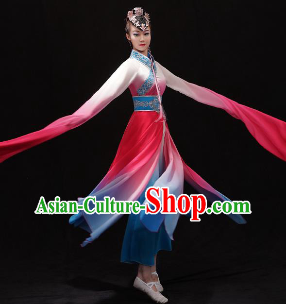 Chinese Classical Dance Jinghong Clothing Umbrella Dance Outfits Traditional Water Sleeve Dance Dress