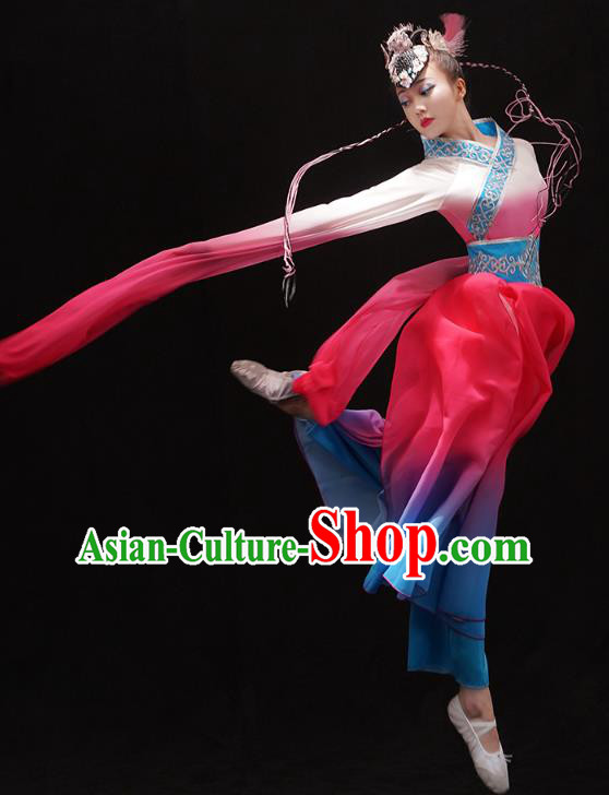 Chinese Classical Dance Jinghong Clothing Umbrella Dance Outfits Traditional Water Sleeve Dance Dress