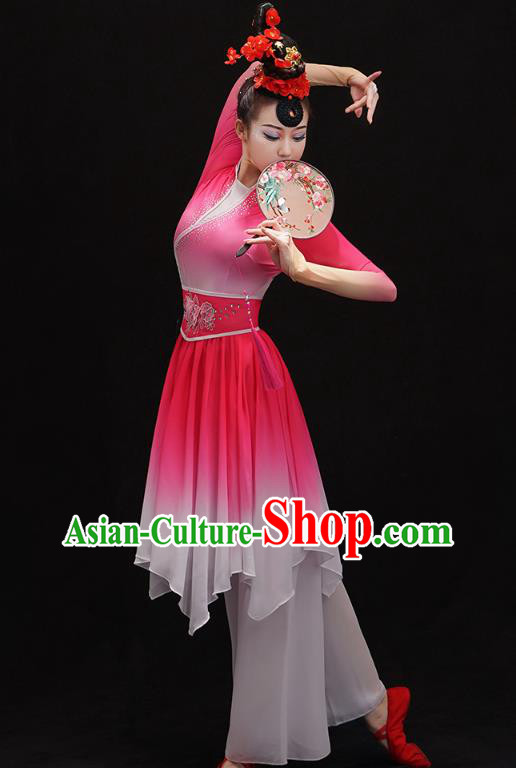 Chinese Traditional Umbrella Dance Dress Classical Ballet Dance Clothing Palace Fan Dance Pink Outfits