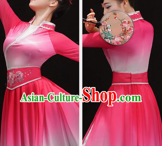 Chinese Traditional Umbrella Dance Dress Classical Ballet Dance Clothing Palace Fan Dance Pink Outfits