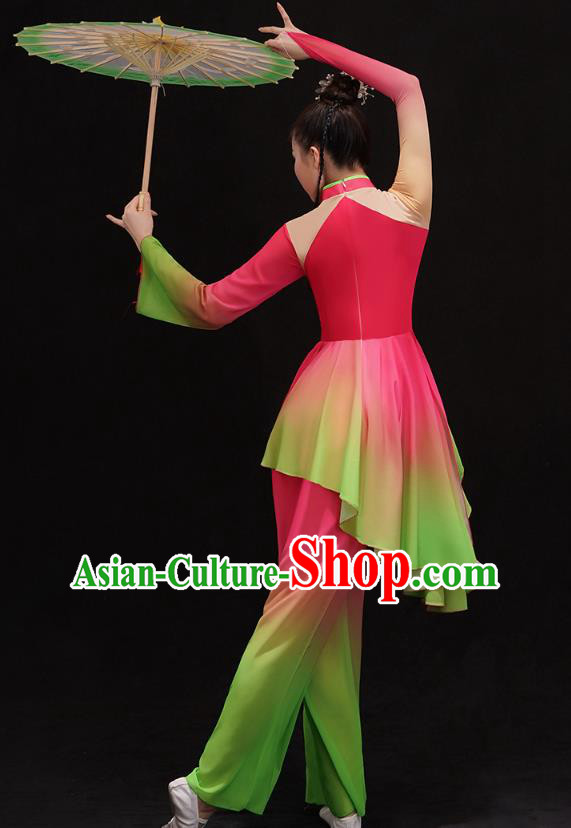 China Folk Dance Fan Dance Clothing Group Dance Performance Costume Yangko Dance Rosy Uniforms