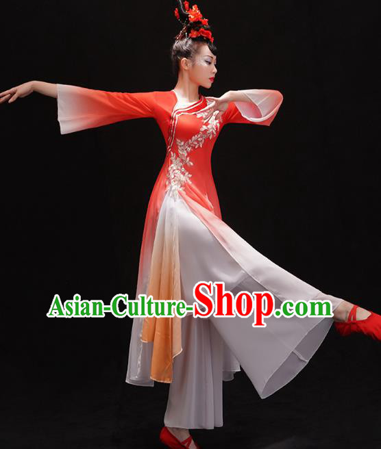 Chinese Classical Ballet Dance Clothing Woman Solo Dance Outfits Traditional Umbrella Dance Red Dress