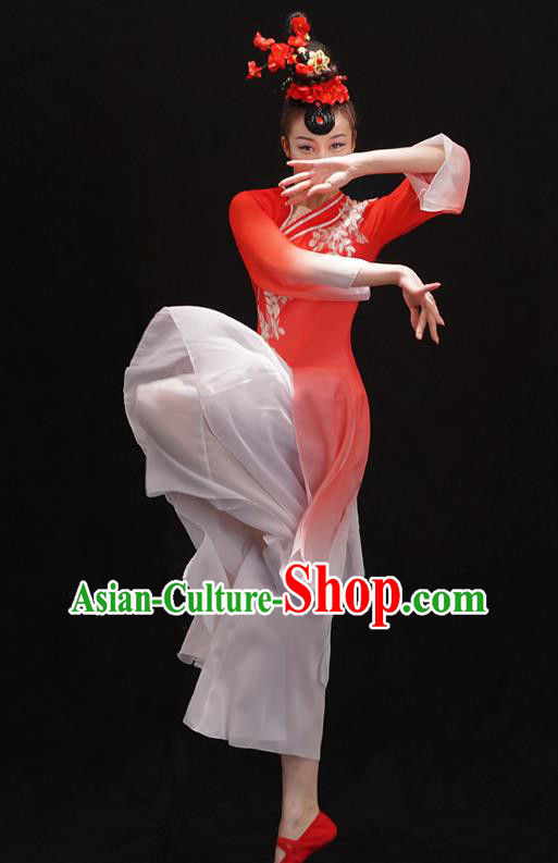 Chinese Classical Ballet Dance Clothing Woman Solo Dance Outfits Traditional Umbrella Dance Red Dress