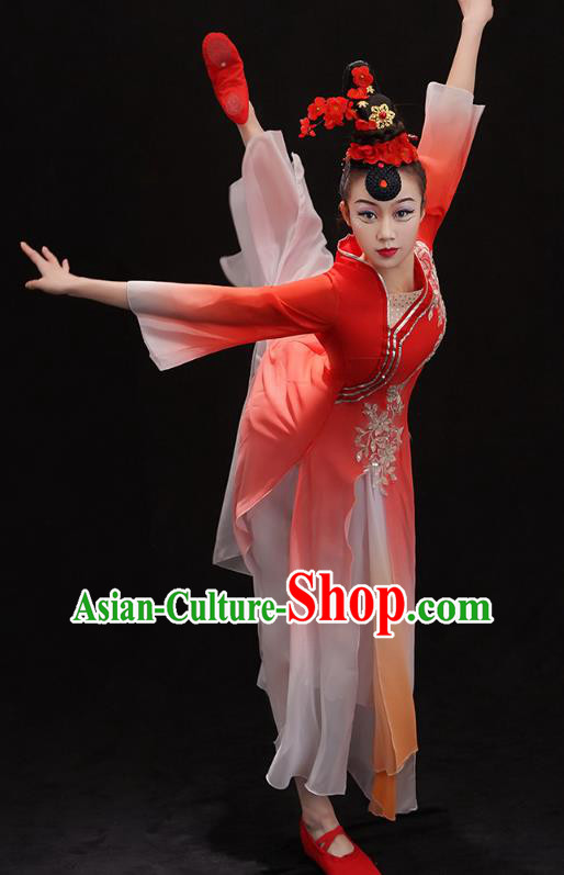 Chinese Classical Ballet Dance Clothing Woman Solo Dance Outfits Traditional Umbrella Dance Red Dress
