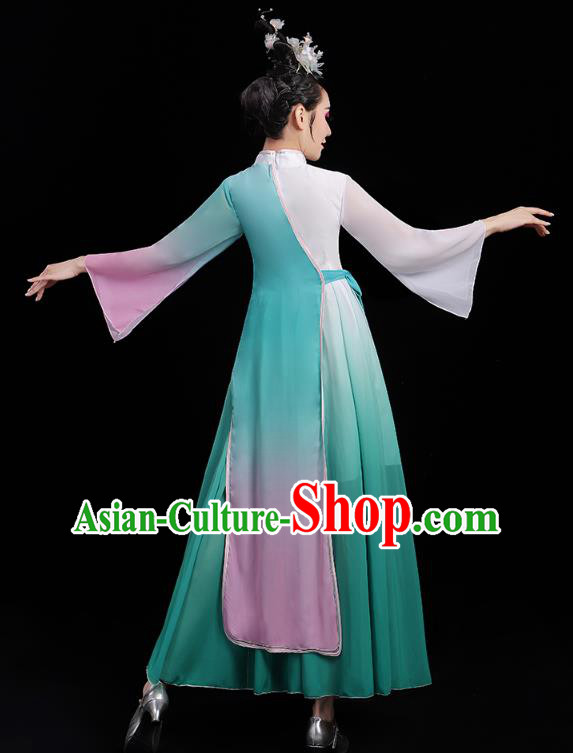 Chinese Classical Dance Costumes Palace Fan Dance Green Dress Traditional Umbrella Dance Clothing