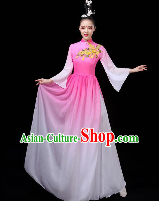 Chinese Classical Dance Costumes Umbrella Dance Pink Dress Traditional Stage Performance Clothing