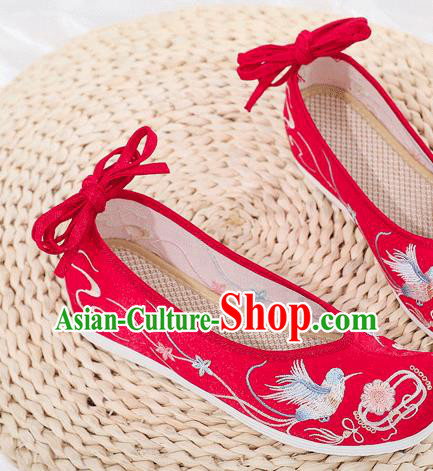 China Embroidered Red Cloth Shoes Ancient Princess Shoes Traditional Hanfu Wedding Shoes
