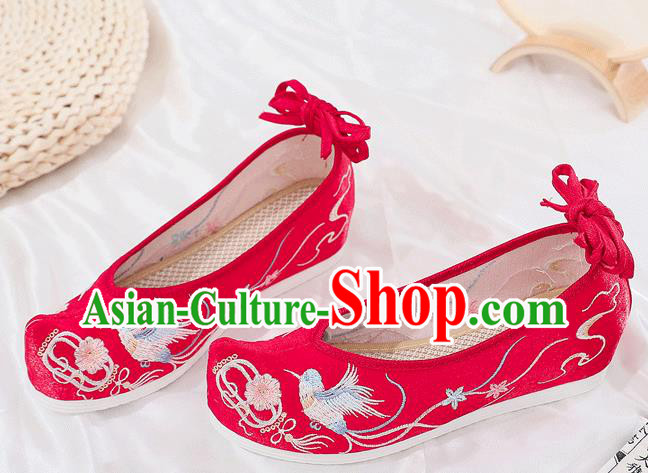 China Embroidered Red Cloth Shoes Ancient Princess Shoes Traditional Hanfu Wedding Shoes