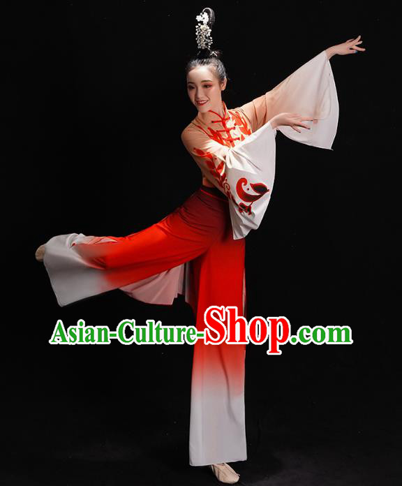China Folk Dance Costume Yangko Dance Red Uniforms Fan Dance Clothing