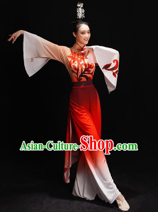 China Folk Dance Costume Yangko Dance Red Uniforms Fan Dance Clothing